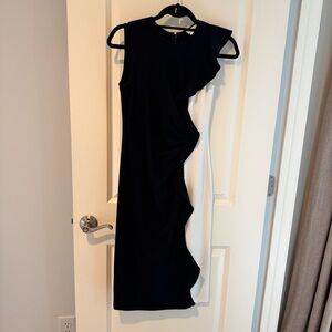 Shoshanna Aventura Colorblock Black & White Ruffle Front Sheath Dress | Size 4